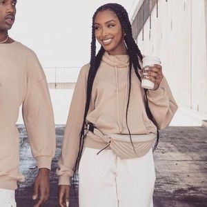 JLUX BEIGE UNISEX TEARLY OVERSIZED PULLOVER - Small